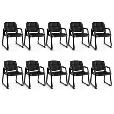 Costway Waiting Room Chair Set Of 10 Upholstered Guest Conference Chair With Armrest
