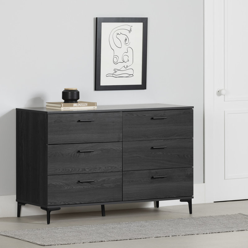 Commode 6 tiroirs Kilgore, Chêne gris