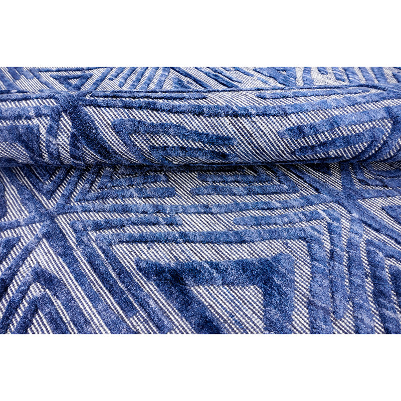 Tapis bleu et gris cobalt de haute qualité noué à la main, Rectangle 9 pi x 12 pi