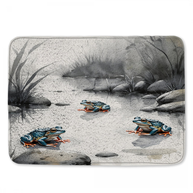 Tapis de bain Blue Frogs In Pond, L 34 po x L 21 po