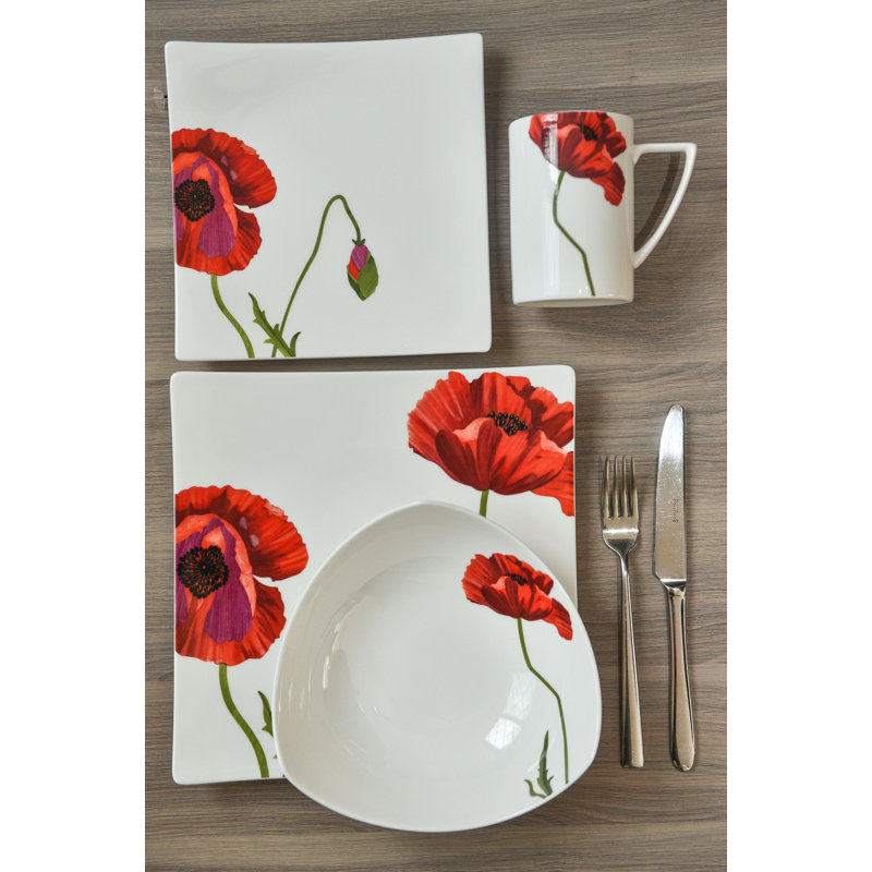 Couvert en porcelaine tendre 4 pièces Red Vanilla Summer Sun