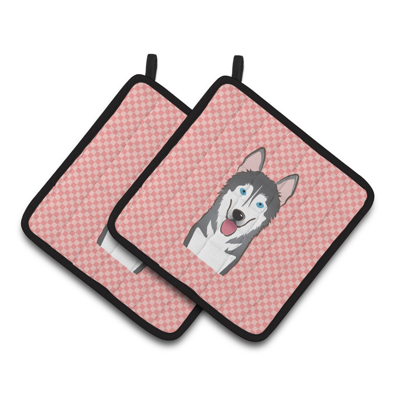 Caroline's Treasures Checkerboard Polyester Potholder, Pink