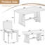 Ensemble de table de salle à manger 6 pièces à structure rectangulaire en bois massif avec pieds trapézoïdaux, 4 chaises ergonomiques rembourrées en lin et 1 banc rembourré, repose-pieds réglables, assemblage facile-1539564594-1539564617