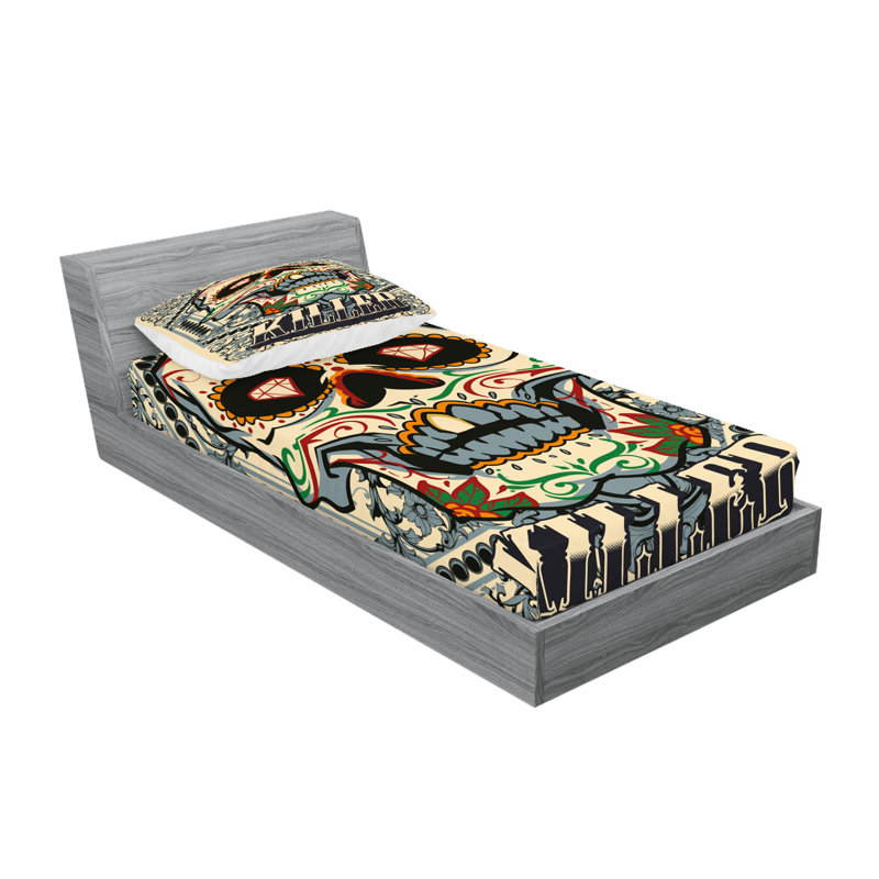 Multicolore ensemble de draps et taies décoratives Ambesonne, Ensemble de draps pour lit simple TG + 1 drap-hous