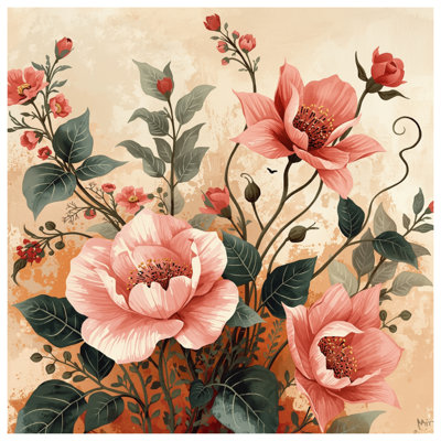 Pink Floral Bouquet Bath Mat