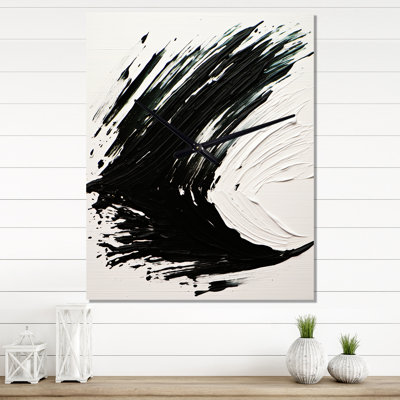 Essentiel essentiel d'être abstrait noir et blanc - Peinture abstraite horloge murale moderne