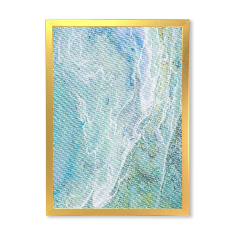 Nuances de turquoise et de blanc - reproduction d'art sur toile, Cadre photo doré, H 32 po x l 16 po x P 1 po