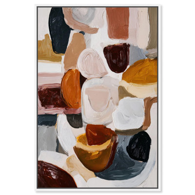 Taupe Shell Intermix II Canvas Print Abstract Wall Art by Art Remedy, White Frame, 20 x 30