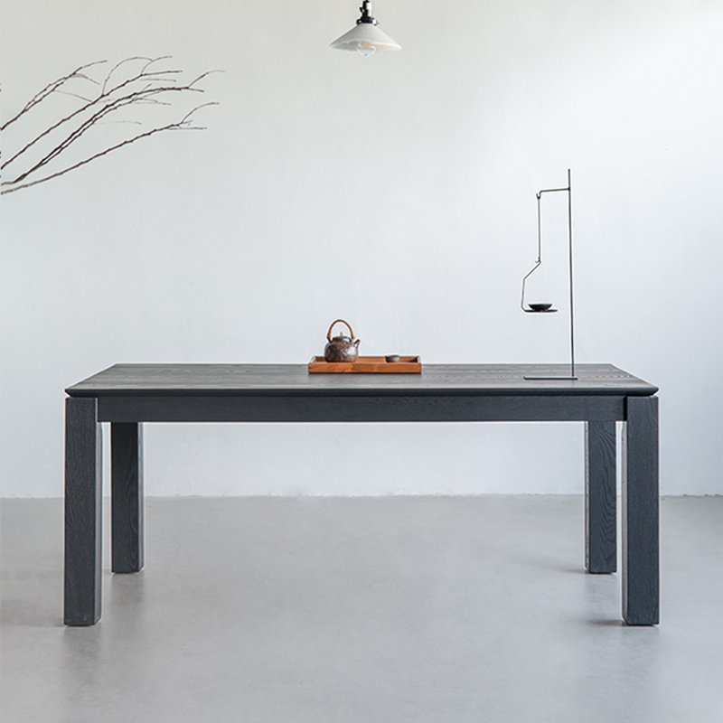 78.74" Black Rectangular Solid Wood Dining Table, 29.53"H x 62.99"L x 31.5"W