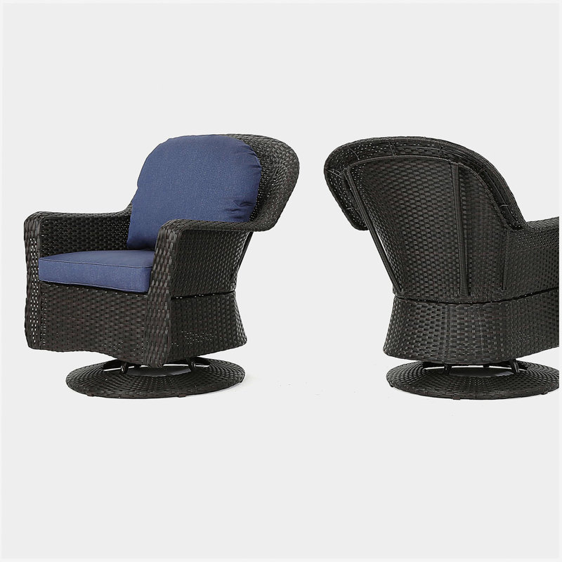 Fauteuil club pivotant, Bleu, Noir