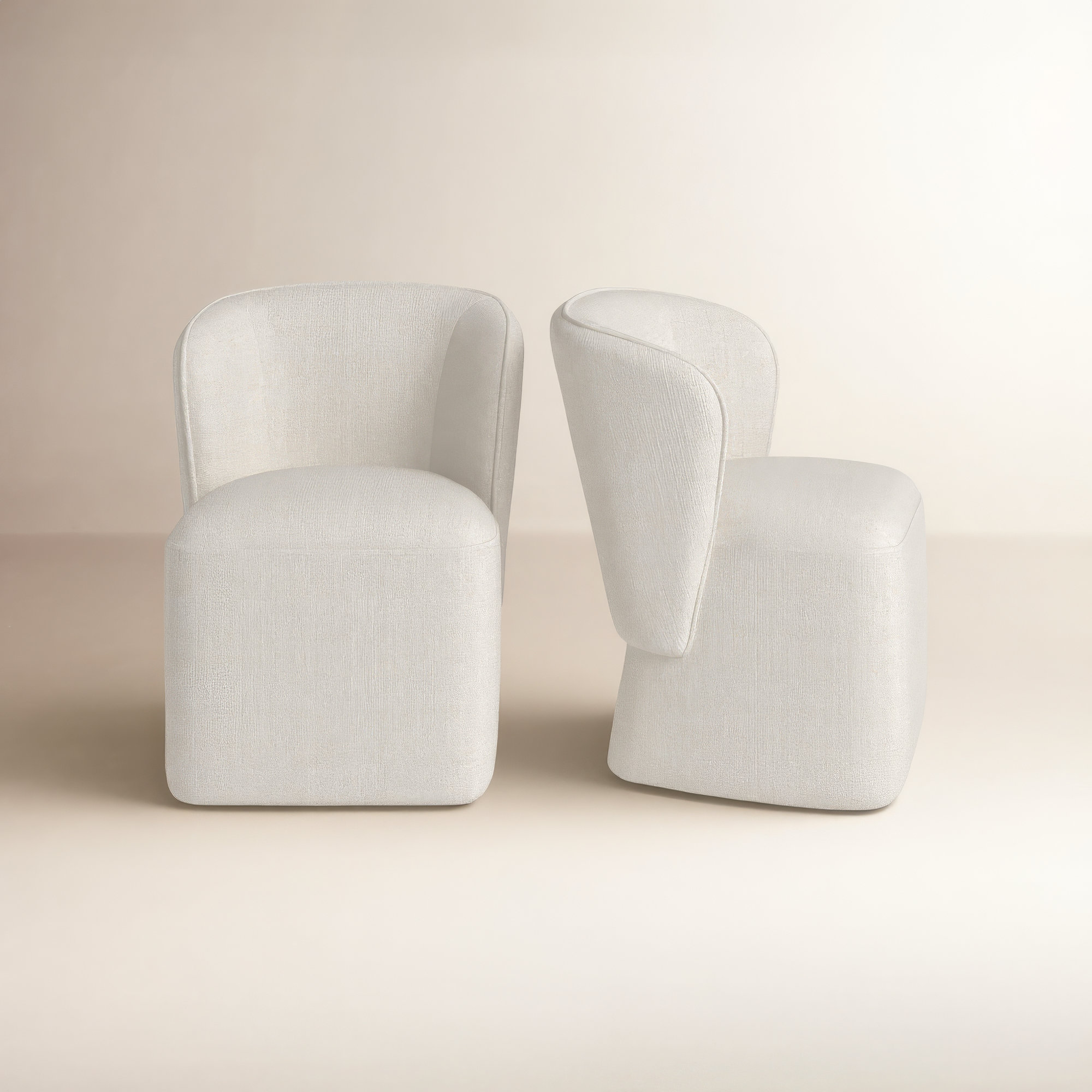 Niha Upholstered Dining Chair With Caster (Set of 2), Nathan Wheat Tweed