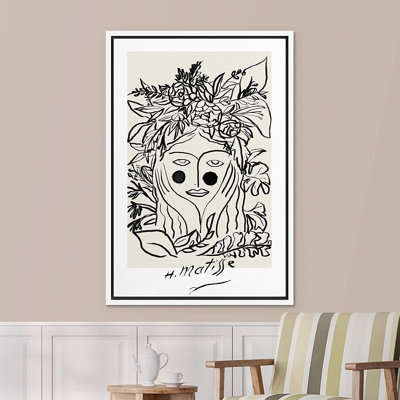 Abstract Black Floral Woman Artwork Modern Wall Art Framed Canvas by Henri Matisse Painting Print
