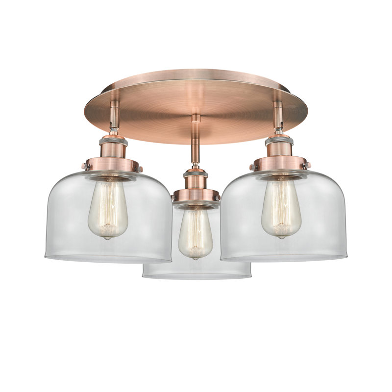 Bejtullah Glass Flush Mount, Antique Copper, Clear