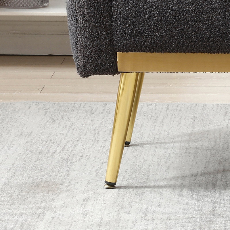 Méridienne capitonnée de 30 po de largeur, Tissu gris