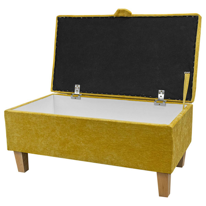 69.85cm Wide Rectangle Solid Colour Footstool Ottoman with Storage, Gold