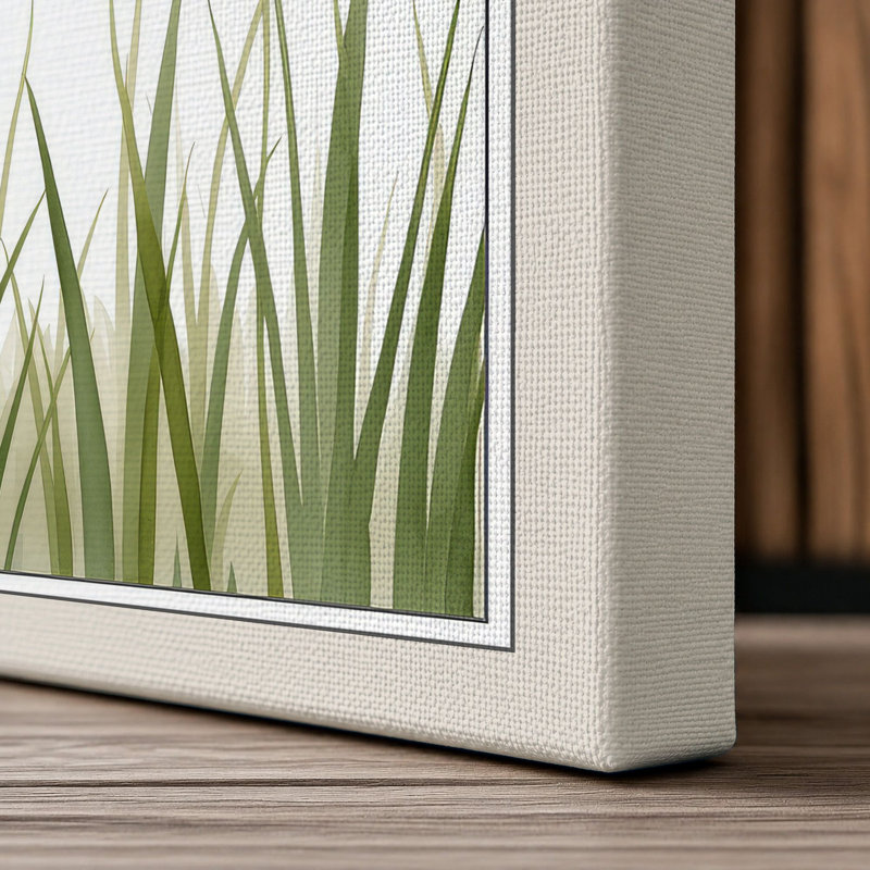 Heron Among Marsh Grasses Coastal - Wrapped Canvas, 18x12 - 45.7 x 30.5 cm, Cream Border