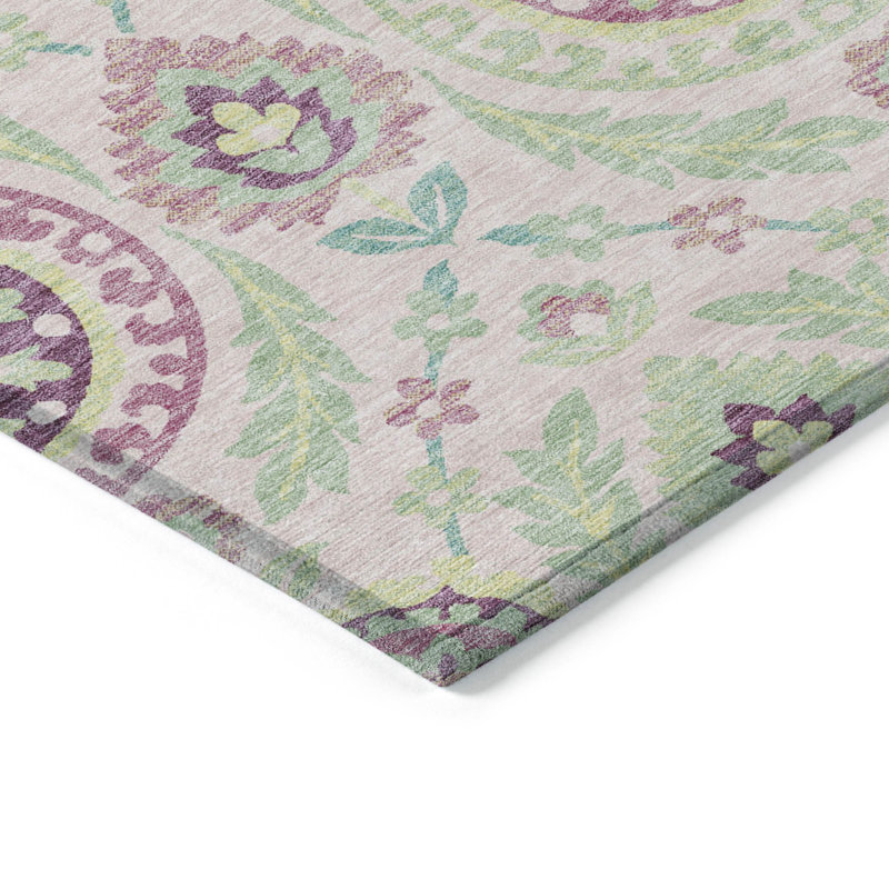 Tapis rose intérieur / extérieur lavable à la machine Mahaney ACN751, Rectangle 2'6" x 3'10"