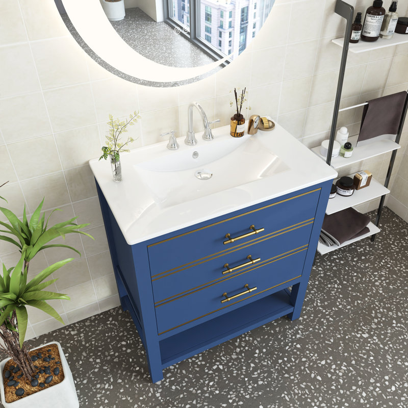 Bohdalec 30" Single Bathroom Vanity Set, Blue