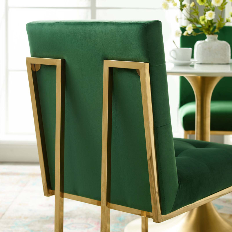 Chaise d'appoint en velours Privy, Émeraude, 2, Gold