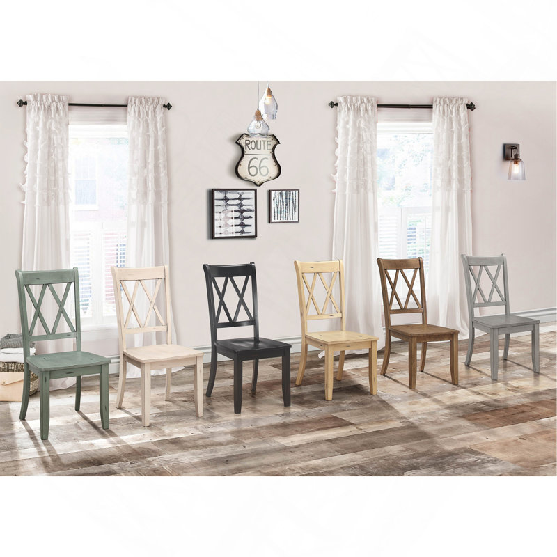 Ensemble de 2 chaises d'appoint de style décontracté à finition grise à dossier en X, Gris
