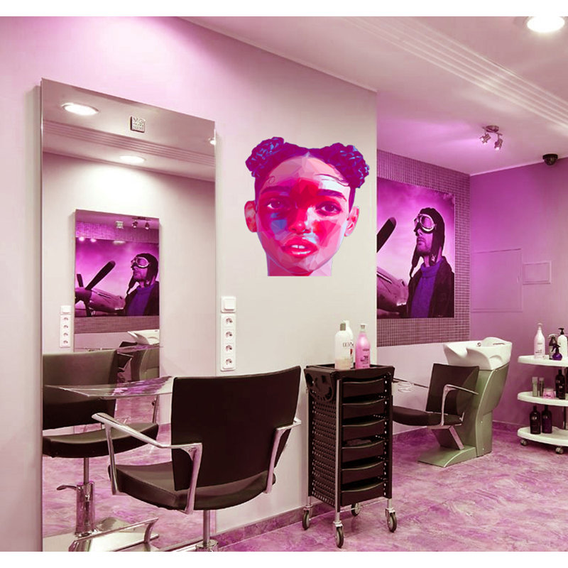 Adhésif décoratif en forme de fille polygonale, H 30 po x l 22 po