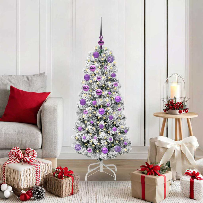 Artificial Hinged Christmas Tree Green and white, 3.94 ft