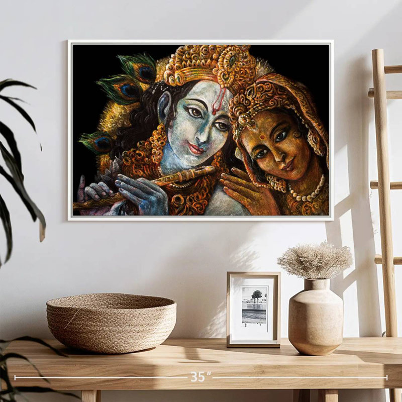 Magnifique Radha Krishna, Cadre flottant blanc, 25 po x 17 po