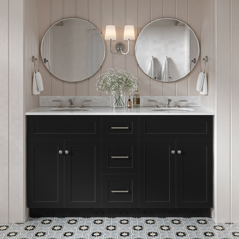 Ensemble de meuble-lavabo double 61 po Partham, Noir
