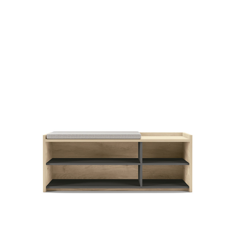 10 Pair Shoe Storage Bench, Light oak/graphite