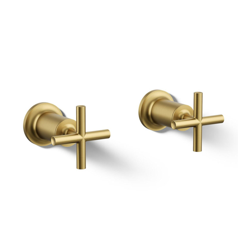 Purist® Deck- or Wall-Mount High-Flow Bath Valve Trim with Cross Handle, Vibrant Brushed Moderne Brass