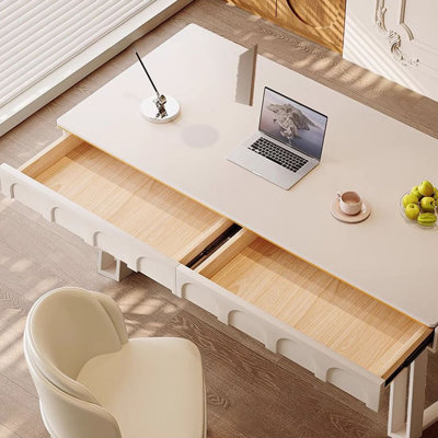 Modern and simple rectangular white rock plate desk