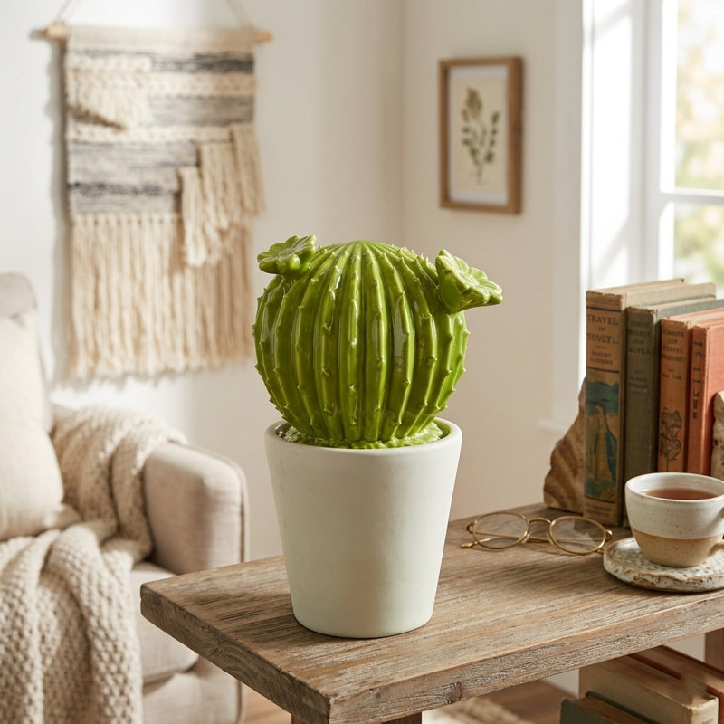 Cactus en porcelaine Osseo sur un pot