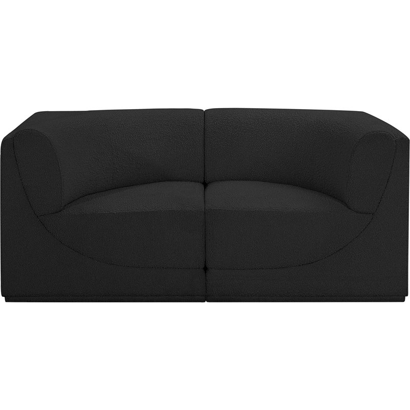 Ollie 68" Upholstered Sofa, Black Boucle Fabric
