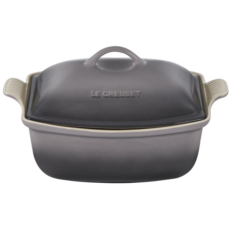 Le Creuset Heritage Stoneware 4.5 Qt Deep Baker with Lid, Oyster