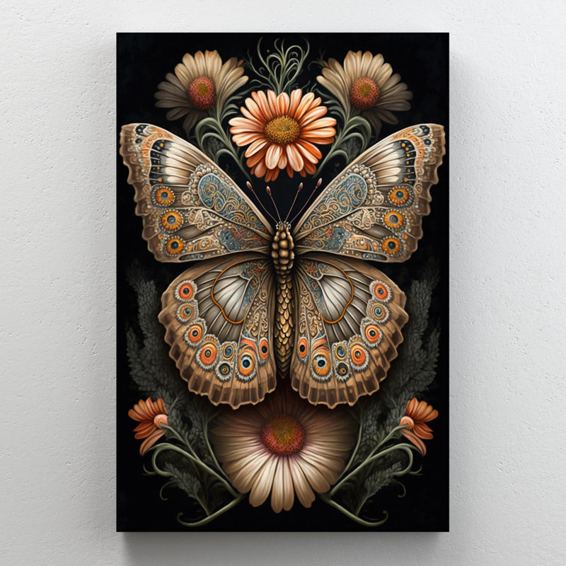 «Gerbera Daisies and Butterfly», impression sur toile tendue, H 36 po x L 24 po x l 1,25 po