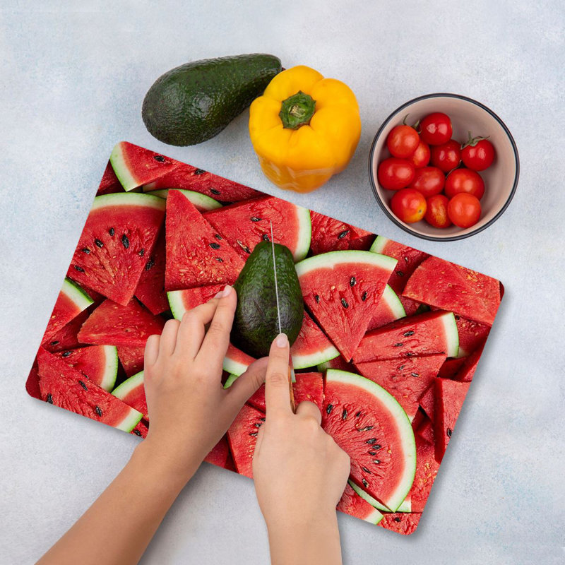 Planche à découper en verre trempé, 7,9 po x 11,8 po | 100% antibactérien, surface facile à nettoyer, pieds en silicone antidérapants | Parfait pour la préparation et le service des aliments, durable et élégant pour la cuisine, ne va pas au lave-vaisselle