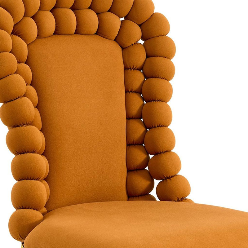Ensemble de deux chaises d'appoint en velours orange et or, Orange