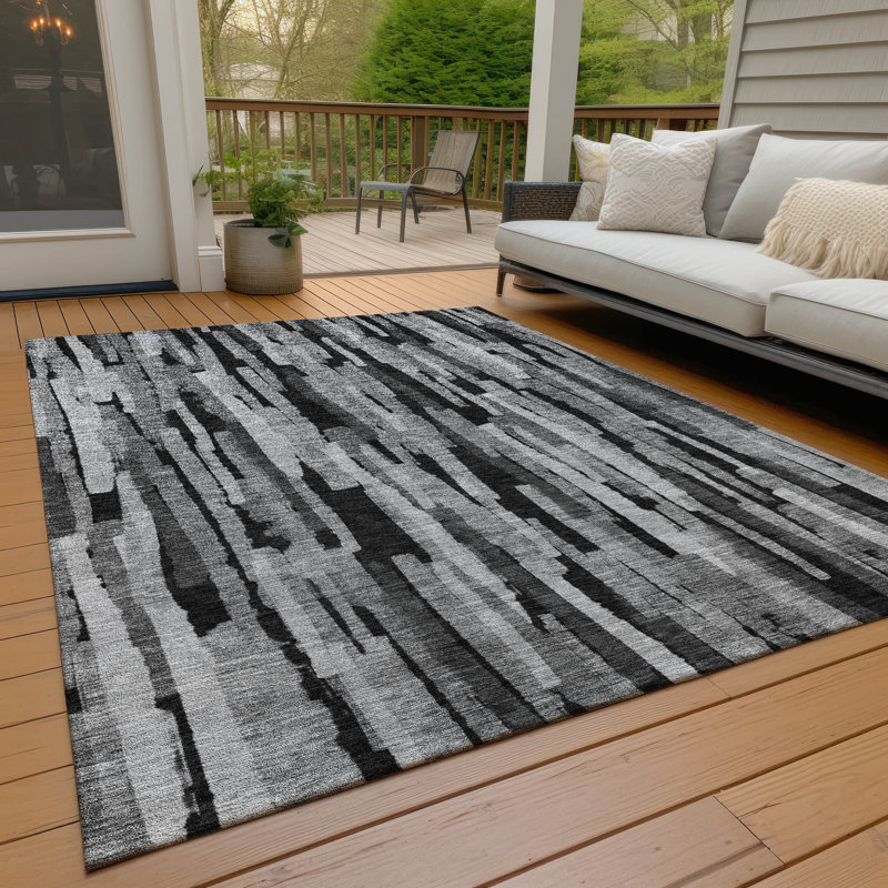 Machine Washable Indoor/Outdoor Chayil ACN1079 Gray Rug, Rectangle 9' x 12'