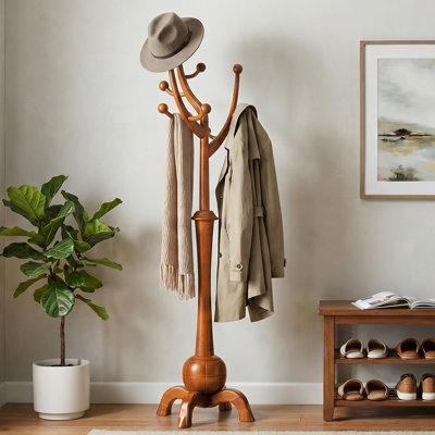 Janiya 8-Hook Solid Wood Freestanding Coat Rack