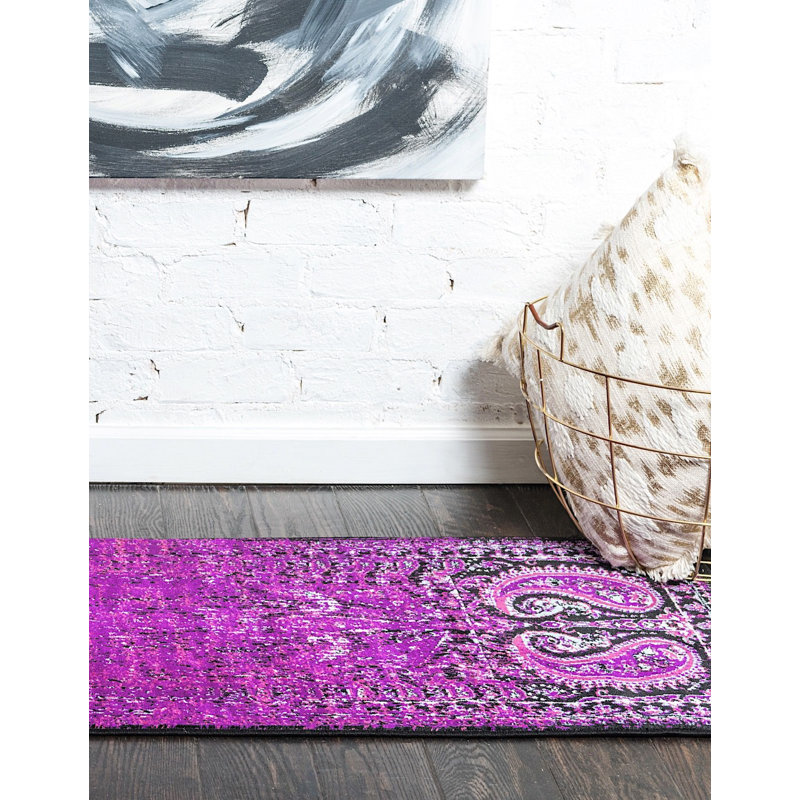 Tapis à motif oriental mauve Majestic, Tapis de couloir 2 pi x 6 pi