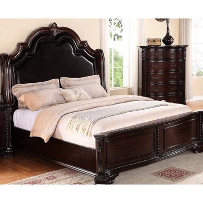 Traditional King Size Panel Bed Of With Upholstered Nailhead Trim On Headboard, Box Spring Needed In Style Simple Setup