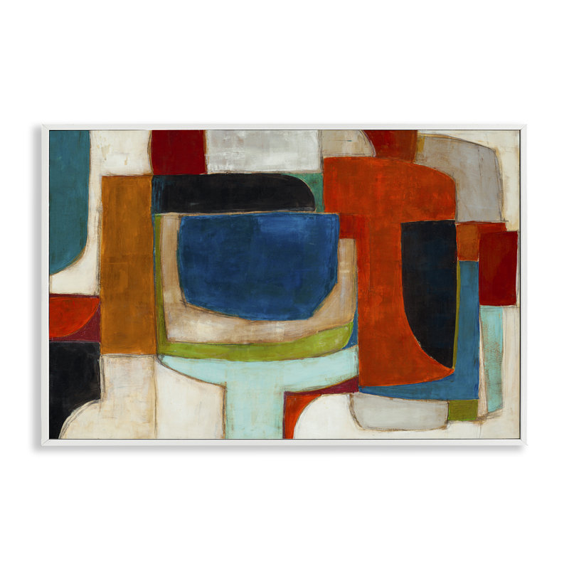  Abstrait géométrique cubique, estampe numérique par Kippi Leonard, H 12 po x l 18 po, Giclée encadrée blanc bord de mer