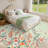 Washable Green Floral Area Rug Scalloped Non Slip Low Pile Carpet Mark Resistant Soft Collapsible Mat for Living Room Dining Room Bedroom Home Office-30847307-30847315