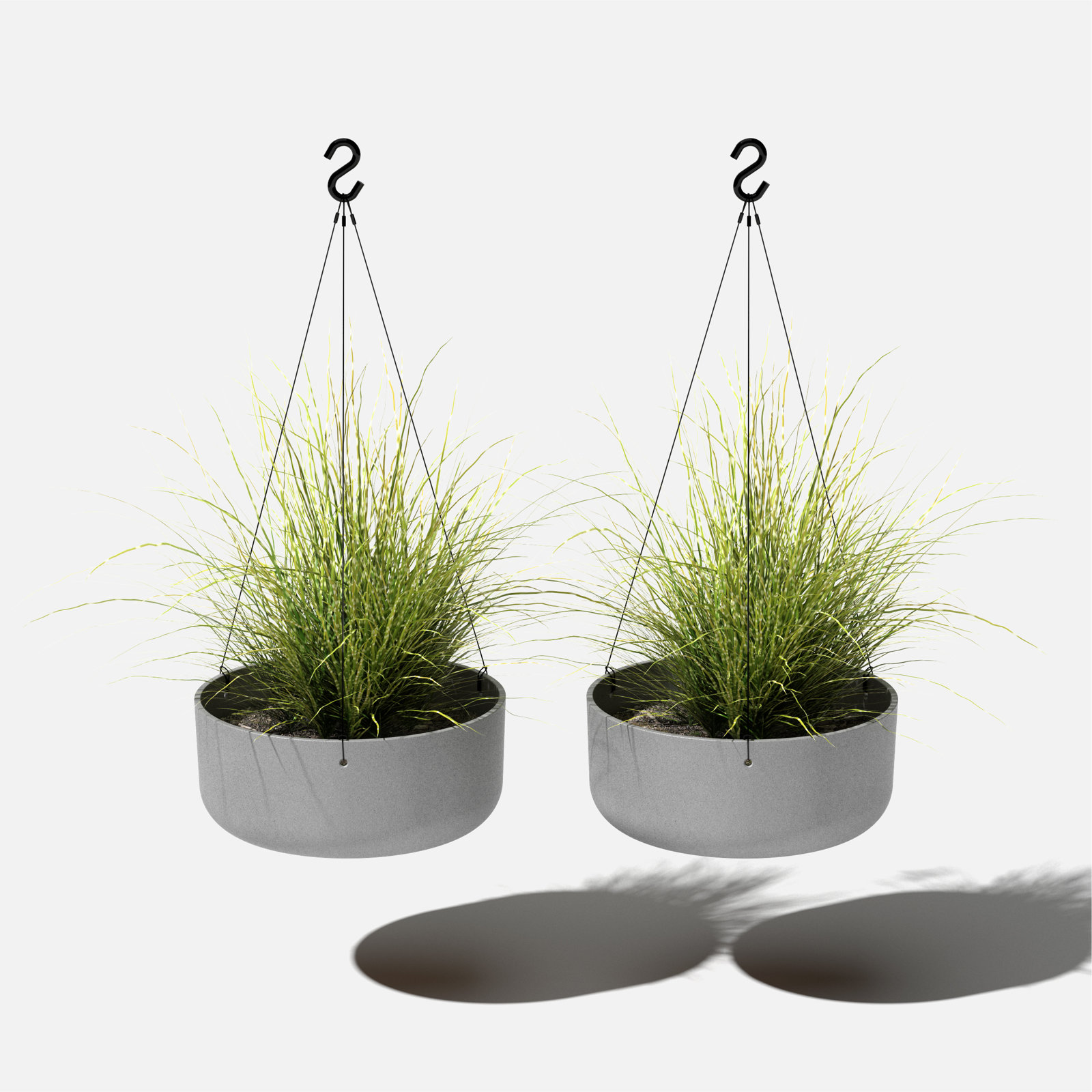 Mason Series Hanging Kona Bowl Planter, 2, Gray