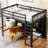 Loft Bed With 8 Open Storage Shelves And Built-In Ladder-1241793836