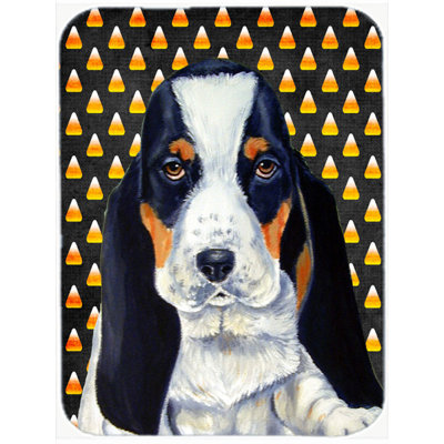 Planche à découper en verre caroline trésors basset hound Halloween Candy Corn