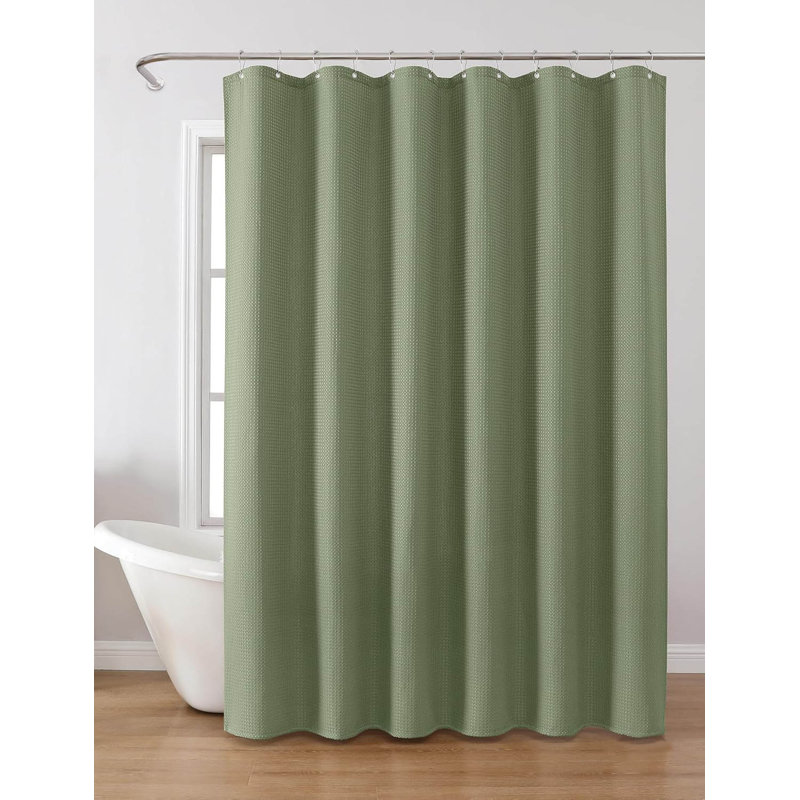 Shower Curtain With Metal Hooks- 182 X 182Cm, Green