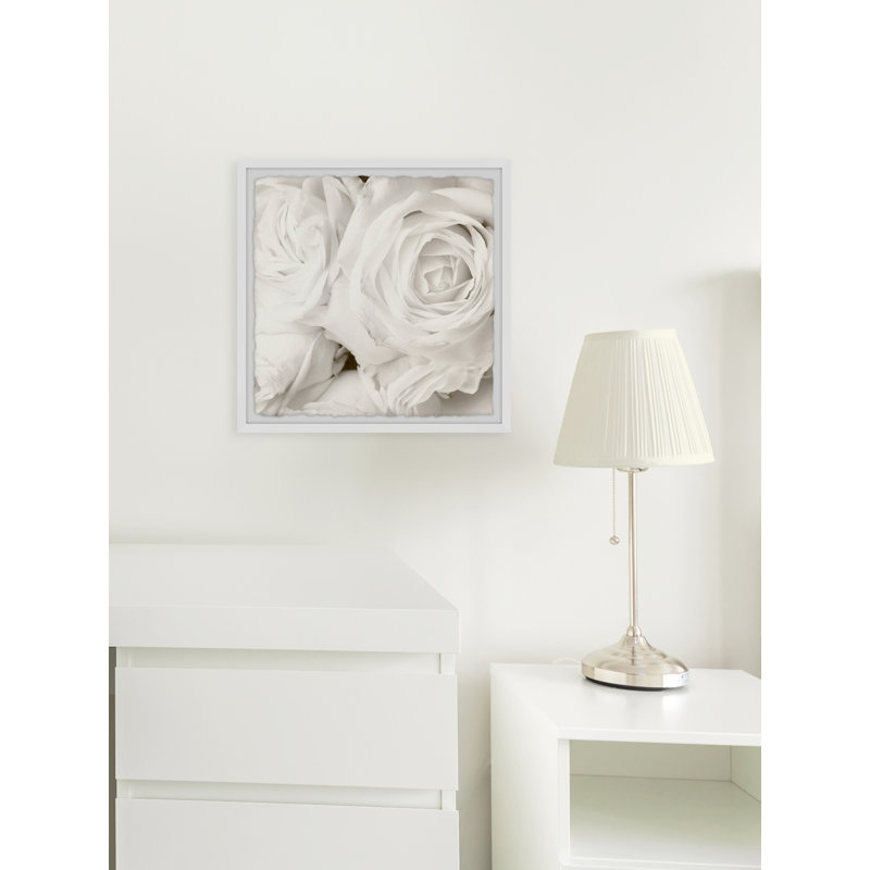 Creamy White Roses - Single Picture Frame Painting, 51 cm H x 51 cm W