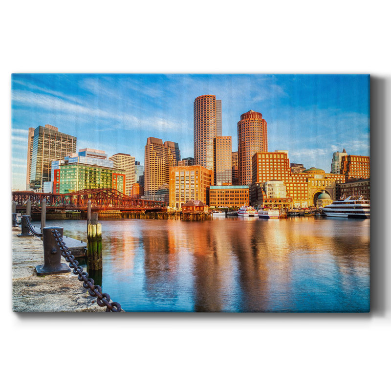 7_Boston avec toile de qualité supérieure sur toile tendue, prêt à être accroché, H 12 po x l 18 po x P 1,5 po