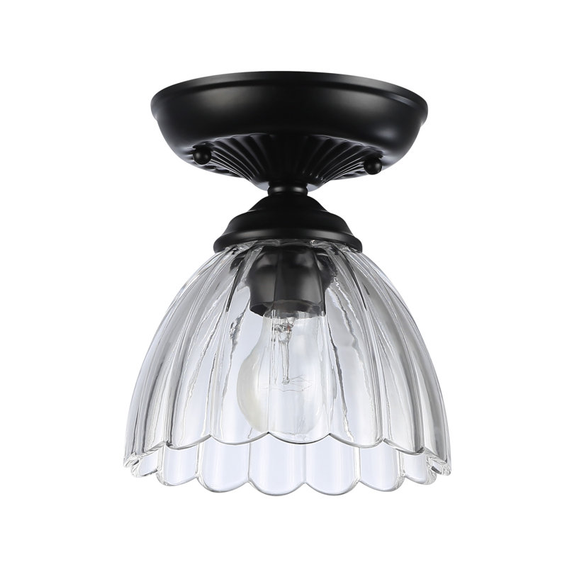 Audra 1-Light Semi-Flush with Clear Glass, Matte Black